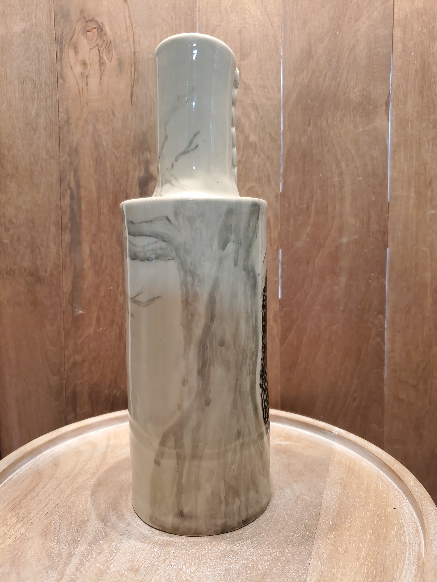 Sgraffito Crow Vase