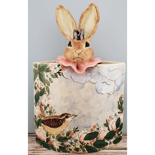 Handpainted Crowned Rabbit Vase