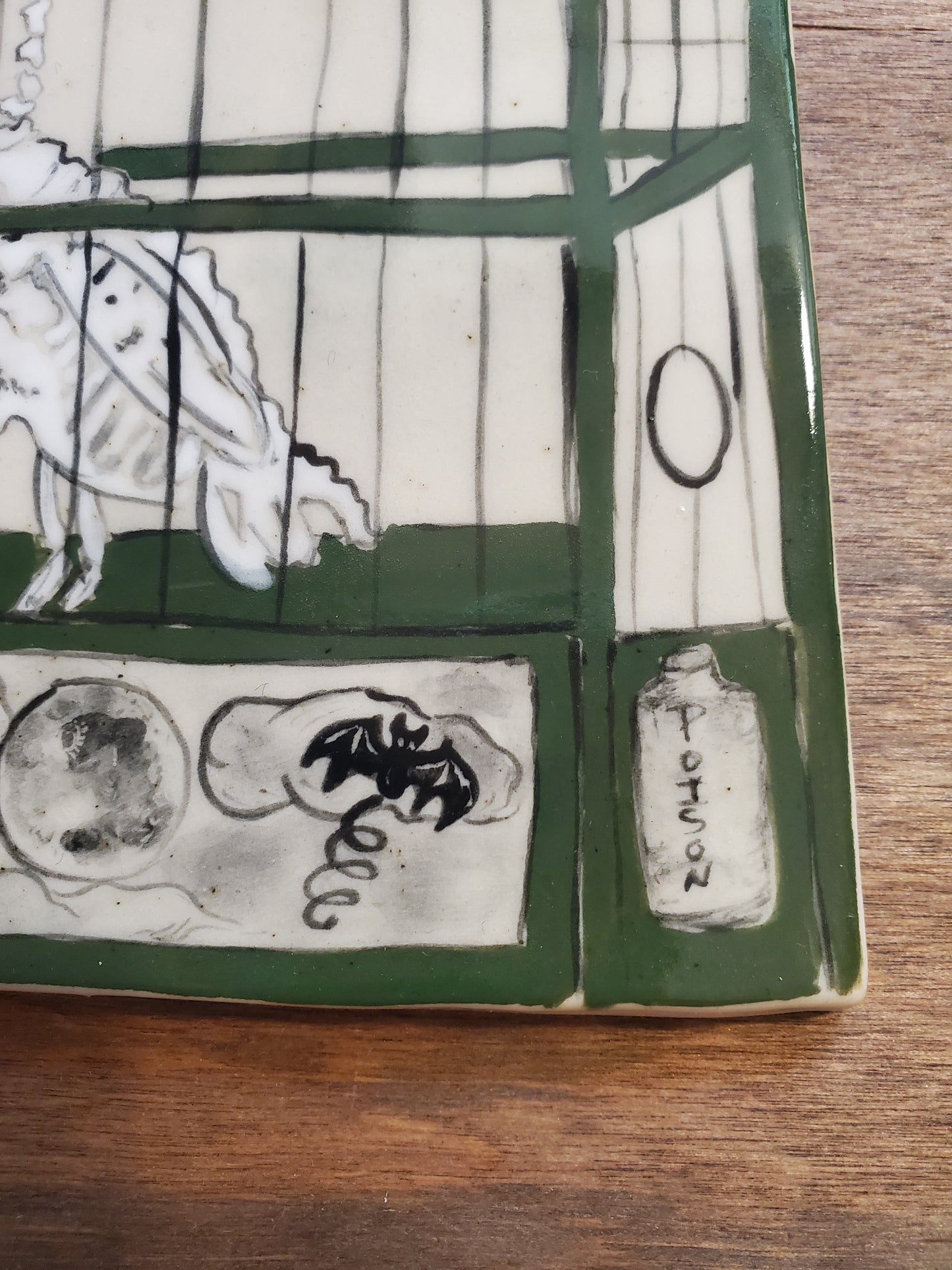 Trompe-l'œil Halloween Bird Cage hanging plaque