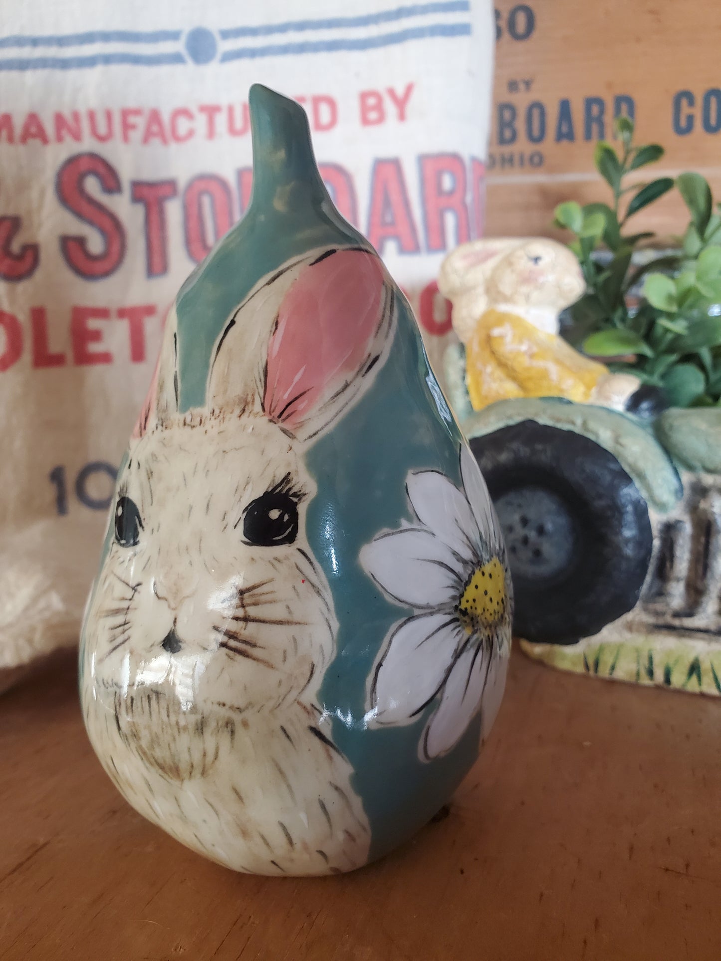 Hand painted Easter Bunny Pear